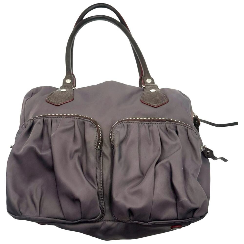 MZ Wallace Grey Taupe Shoulder Bag with Gathered Design